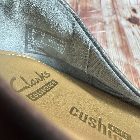 Clarks DANELLY ADIRA Size 7 Gray Leather Espadrille Loafers Ballet Flats Shoes - Picture 10 of 10